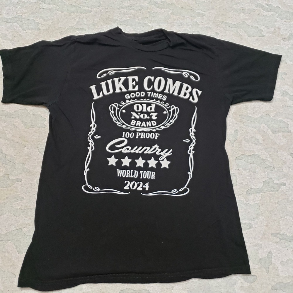 Luke Combs World Tour Shirt Mens Small Black Grown Up‎ and Getting Old